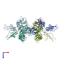 PDB entry 6e9b coloured by chain, top view.