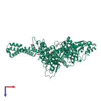 PDB entry 6ec8 coloured by chain, top view.