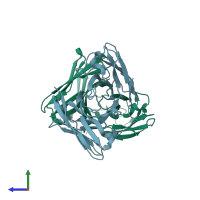 PDB entry 6ehy coloured by chain, side view.