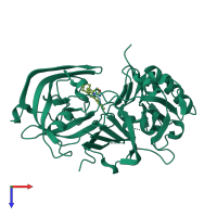 PDB entry 6ej3 coloured by chain, top view.