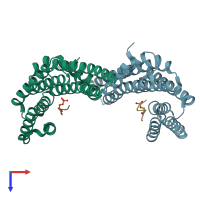 PDB entry 6ejl coloured by chain, top view.