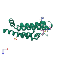Monomeric assembly 1 of PDB entry 6ept coloured by chemically distinct molecules, top view.