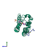 PDB entry 6ept coloured by chain, side view.