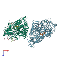 PDB entry 6eq1 coloured by chain, top view.