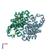 PDB entry 6et8 coloured by chain, top view.