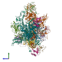 PDB entry 6eu3 coloured by chain, side view.