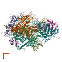 PDB entry 6eu3 coloured by chain, top view.