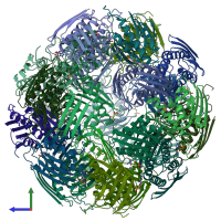 PDB entry 6ezj coloured by chain, side view.
