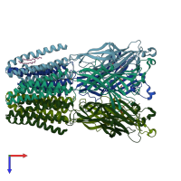 PDB entry 6f0i coloured by chain, top view.