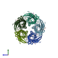 PDB entry 6f0u coloured by chain, side view.