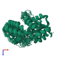 PDB entry 6f2x coloured by chain, ensemble of 20 models, top view.