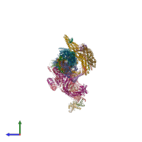 PDB entry 6f3a coloured by chain, side view.