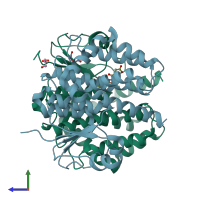 PDB entry 6f70 coloured by chain, side view.