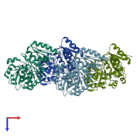 PDB entry 6f87 coloured by chain, top view.