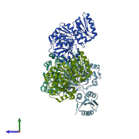 PDB entry 6f8y coloured by chain, side view.