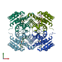 PDB entry 6f9q coloured by chain, front view.
