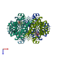 PDB entry 6f9q coloured by chain, top view.