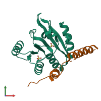 PDB entry 6f9s coloured by chain, front view.
