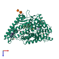 PDB entry 6f9t coloured by chain, top view.