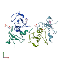 PDB entry 6fap coloured by chain, front view.