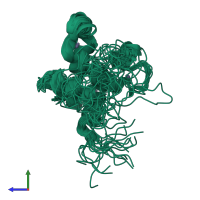 PDB entry 6fgs coloured by chain, ensemble of 20 models, side view.