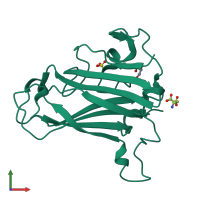 PDB entry 6fjo coloured by chain, front view.