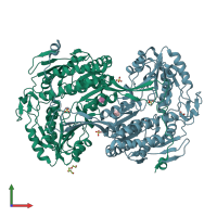 PDB entry 6fjx coloured by chain, front view.