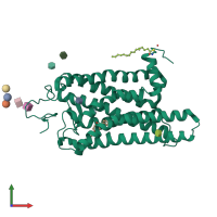 PDB entry 6fkb coloured by chain, front view.