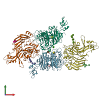 PDB entry 6fkn coloured by chain, front view.