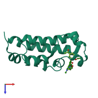 PDB entry 6fqt coloured by chain, top view.