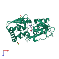 PDB entry 6ft2 coloured by chain, top view.