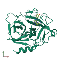 Monomeric assembly 3 of PDB entry 6fug coloured by chemically distinct molecules, front view.