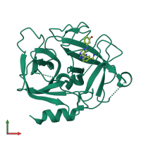 Monomeric assembly 4 of PDB entry 6fug coloured by chemically distinct molecules, front view.