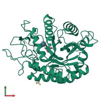 PDB entry 6fwo coloured by chain, front view.