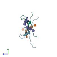 PDB entry 6fx2 coloured by chain, side view.