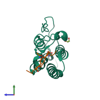 PDB entry 6g0p coloured by chain, side view.
