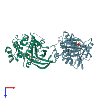 PDB entry 6g78 coloured by chain, top view.