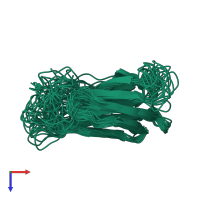 PDB entry 6g7g coloured by chain, ensemble of 20 models, top view.