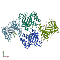 PDB entry 6g9u coloured by chain, front view.