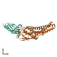 PDB entry 6gbg coloured by chain, front view.