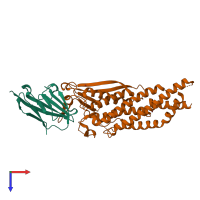 PDB entry 6gbg coloured by chain, top view.