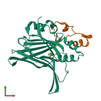 PDB entry 6gec coloured by chain, front view.