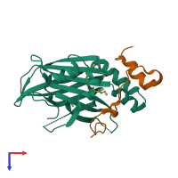 PDB entry 6gee coloured by chain, top view.