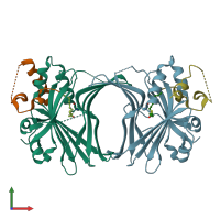 PDB entry 6gek coloured by chain, front view.