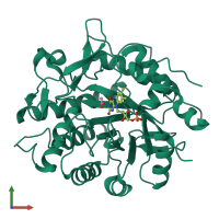 PDB entry 6gi8 coloured by chain, front view.