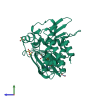 PDB entry 6gip coloured by chain, side view.
