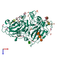 PDB entry 6gja coloured by chain, top view.