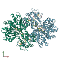 PDB entry 6gm4 coloured by chain, front view.