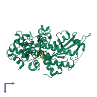 PDB entry 6gm6 coloured by chain, top view.