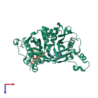 PDB entry 6gnt coloured by chain, top view.